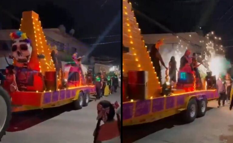 VIDEO_ Carro alegórico explota en pleno desfile de Día de Muertos dejando 10 heridos