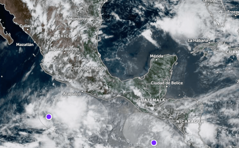 Vigilan dos zonas de baja presión ciclónicas frente a costas de México